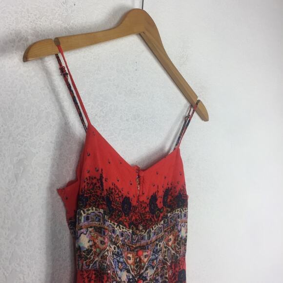 Free People Morning Song Red Floral Paisley Printed Button Lace Maxi Dress XS - Picture 9 of 16